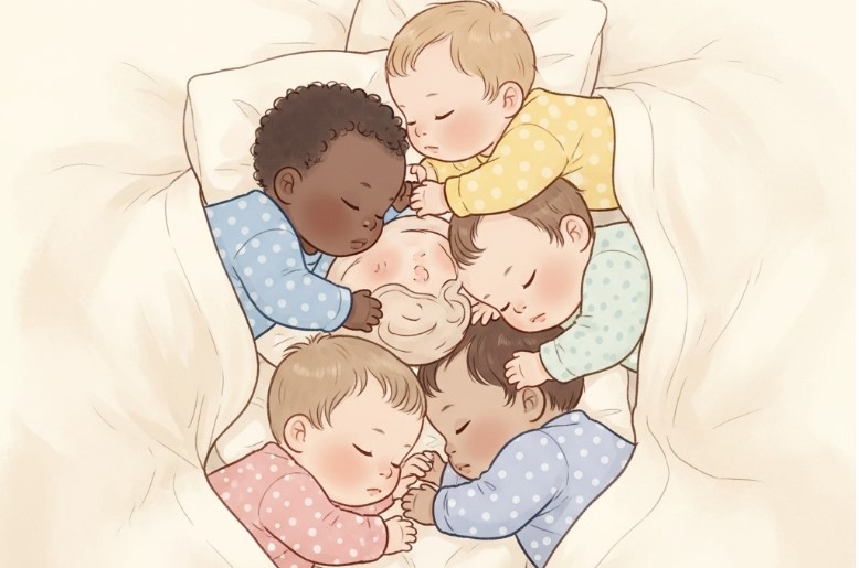 Ilustrasi bayi tertidur.