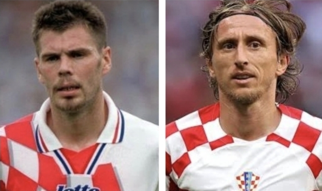 Zvonimir Boban dan Luka Modric dalam jersey Kroasia di era yang berbeda. (Istimewa)