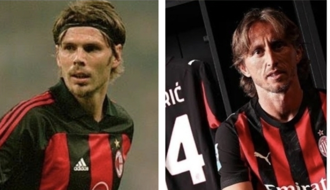 Zvonimir Boban (kiri) di Liga Champions Eropa 2000/2001 dan Luka Modric dalam sesi perkenalan di awal musim ini. (Istimewa)