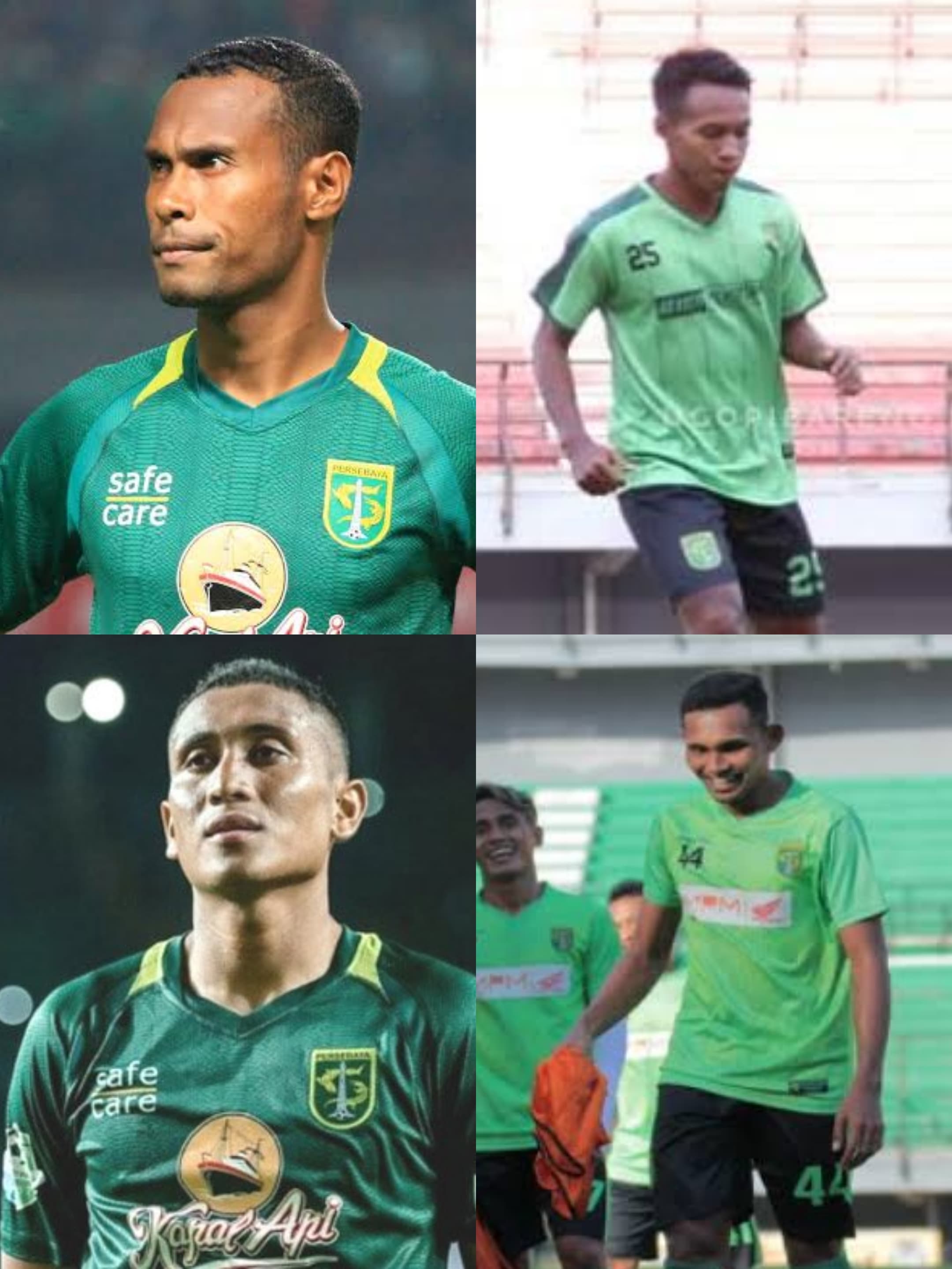Searah jarum jam: M. Irvan, Andri Muliadi, Mokhamad Syaifuddin dan Ruben Sanadi dalam jersey Persebaya. (Istimewa)