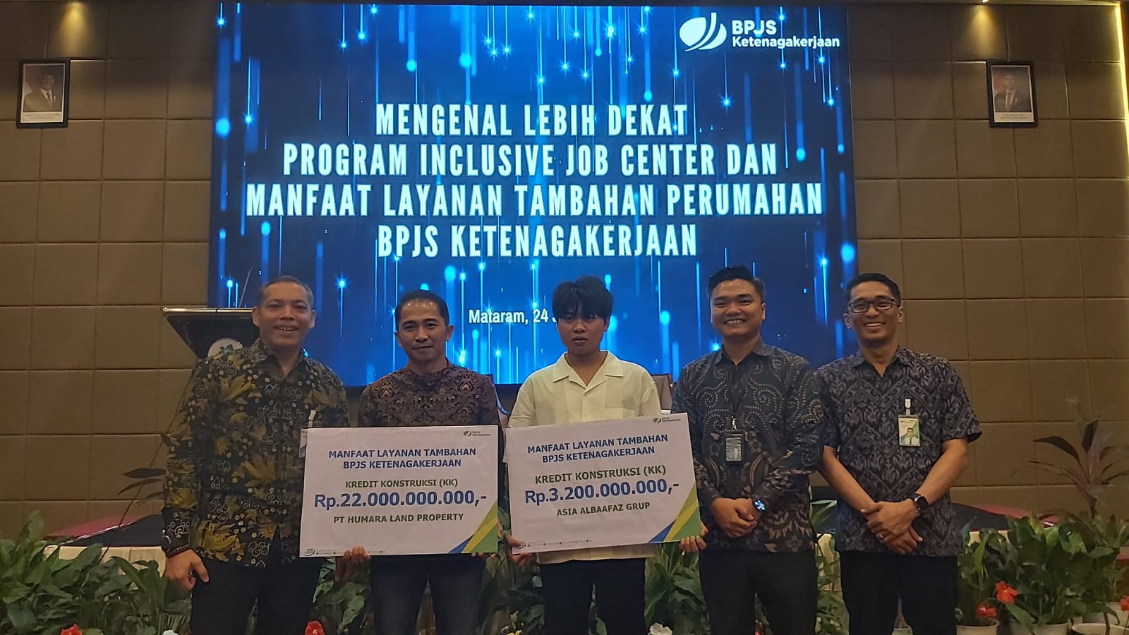 Penyaluran simbolis program manfaat tambahan perumahan BPJS Ketenagakerjaan dalam mendukung konstruksi di NTB.