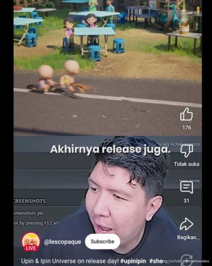 Les&rsquo; Copaque minta maaf usai video Windah Basudara tentang game Upin & Ipin Universe terkena klaim copyright YouTube. Studio janji hadirkan fitur Streamer Mode agar konten kreator aman. (internet)