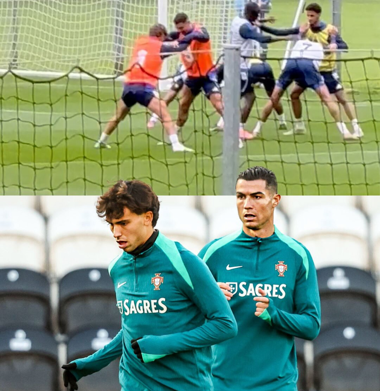 Cristiano Ronaldo sudah terlihat berlatih bersama rekan senegaranya yabg baru bergabung ke Al Nassr, Joao Felix. (Instagram 433)