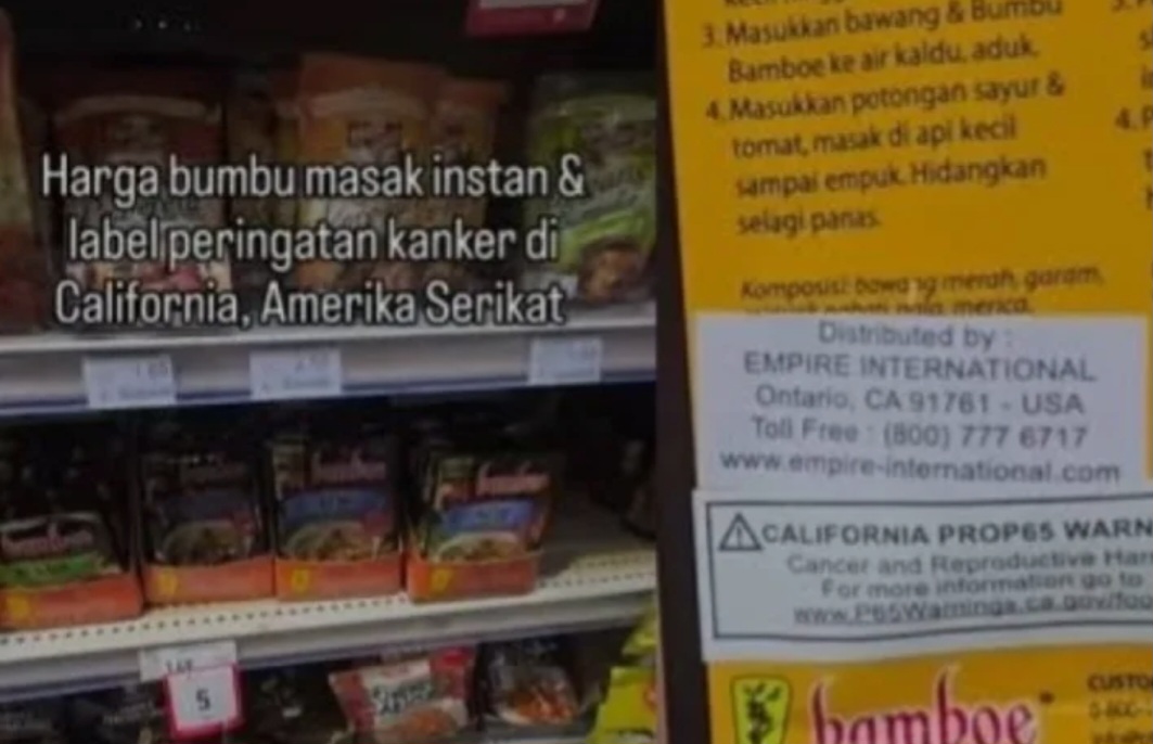 Bumbu instan Indonesia dilabeli bahaya kanker oleh California