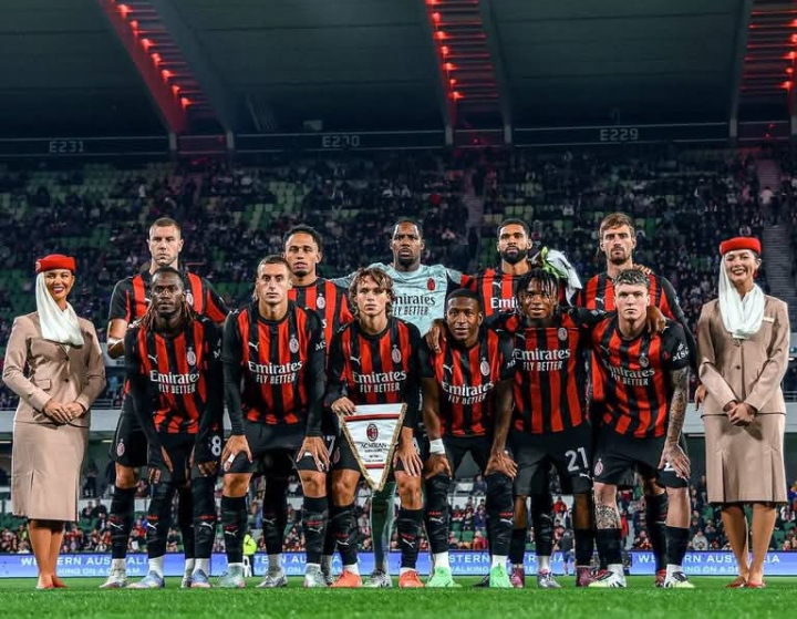 Skuad inti AC Milan saat laga terakhir tur pra-musim di Australia.