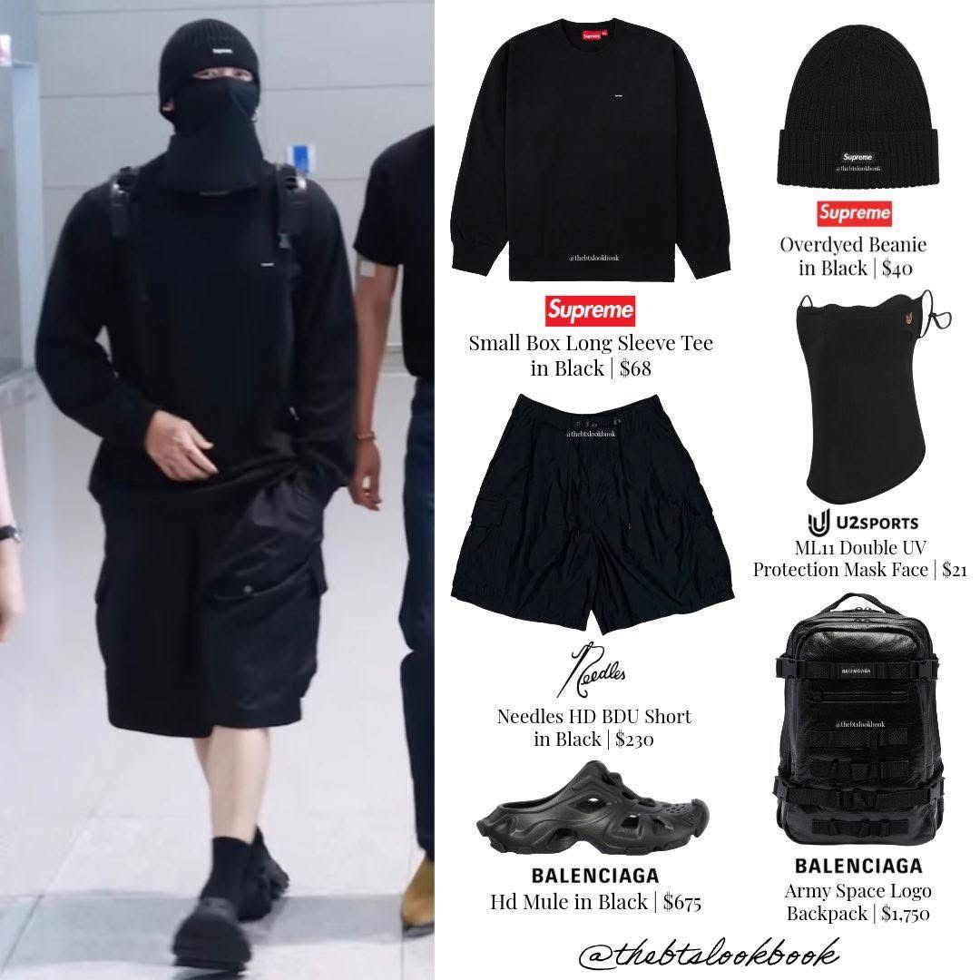 Detail fesyen all black maskulin Jungkook BTS