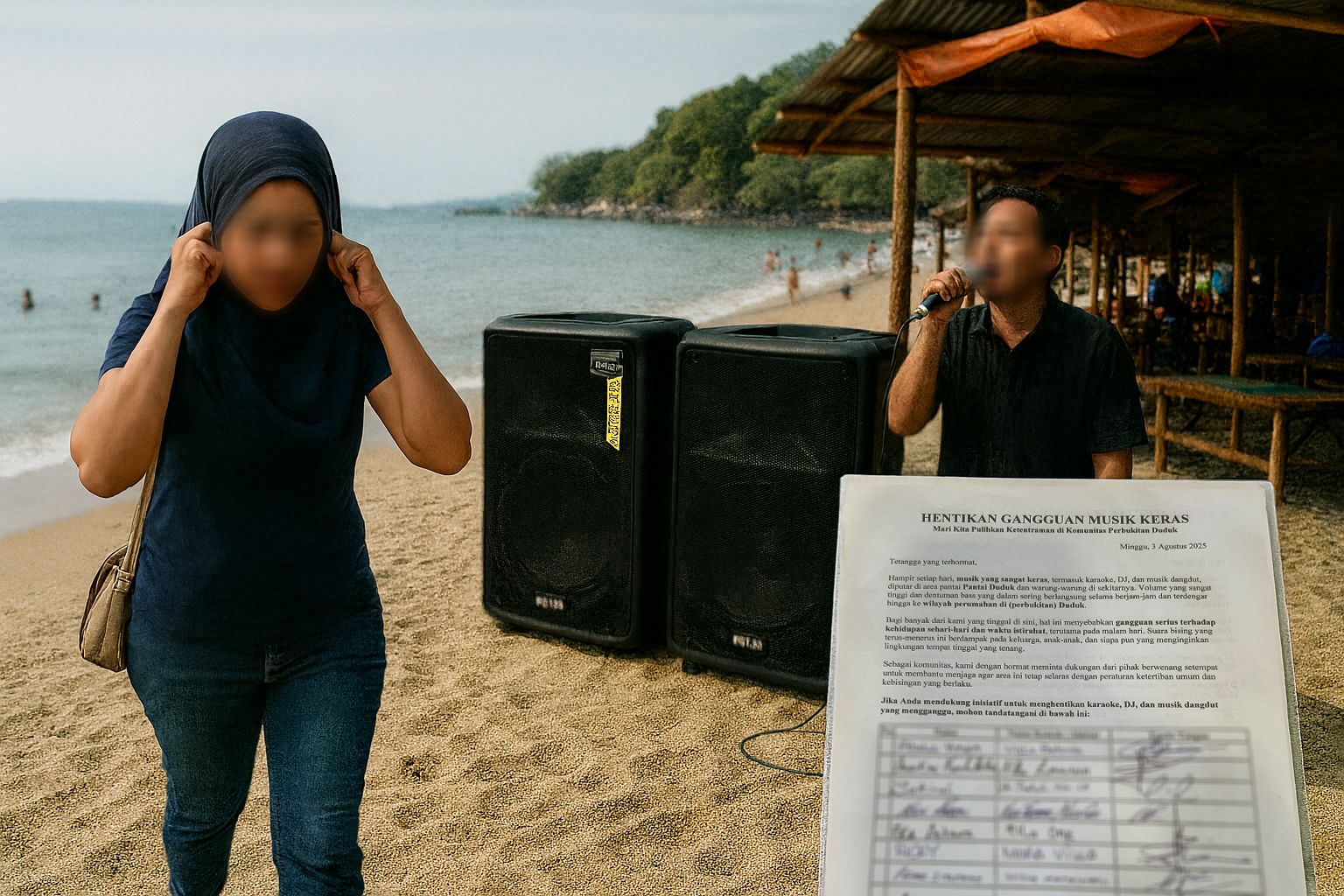 ILUSTRASI: Warga mengeluhkan suara kebisingan yang berasal dari musik yang disetel dengan volume tinggi di Pantai Duduk, Kecamatan Batulayar, Lombok Barat.