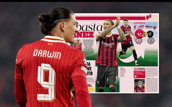 Darwin Nunez, pemain Liverpool yang dikaitkan dengan AC Milan.