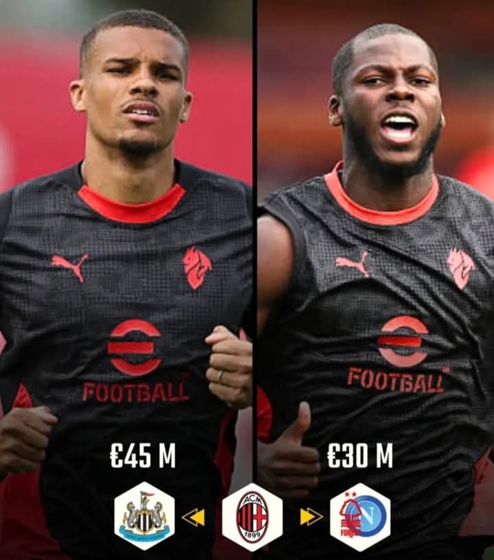 Malick Thiaw dan Yunus Musah, pemain AC Milan yang diminati sejumlah klub seperti Newcastle United, Napoli, dan Nottingham Forest.