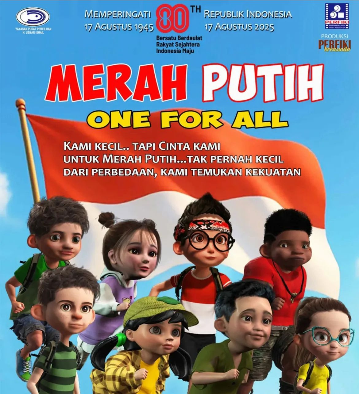 Poster film animasi Merah Putih: One for All yang dikritik warganet.