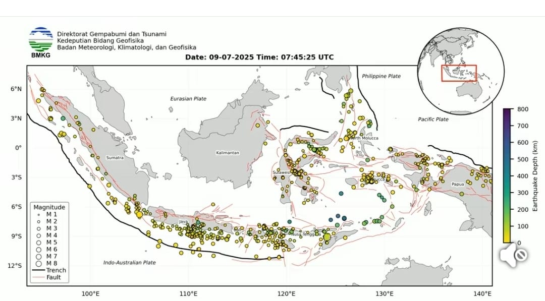 Indonesia Diguncang 3.375 Gempa Sepanjang Juli 2025, Poso Alami Dua Gempa Merusak