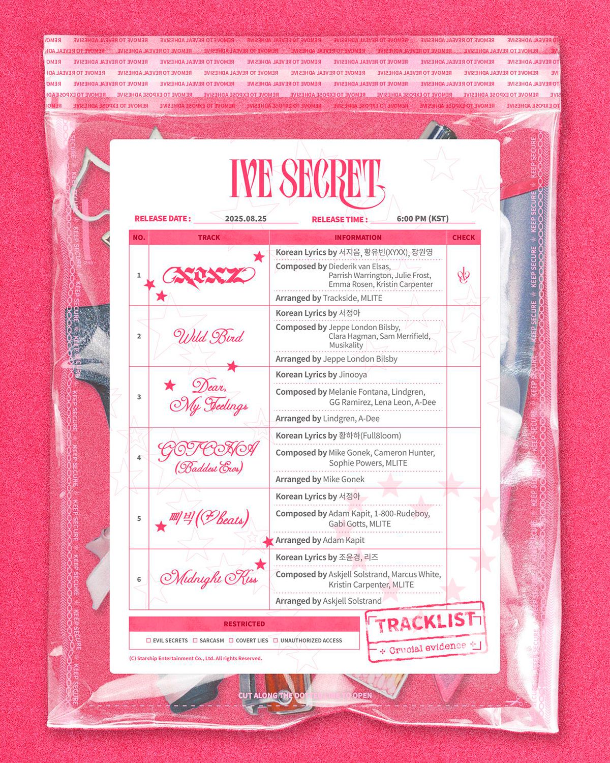 Tracklist mini album IVE SECRET