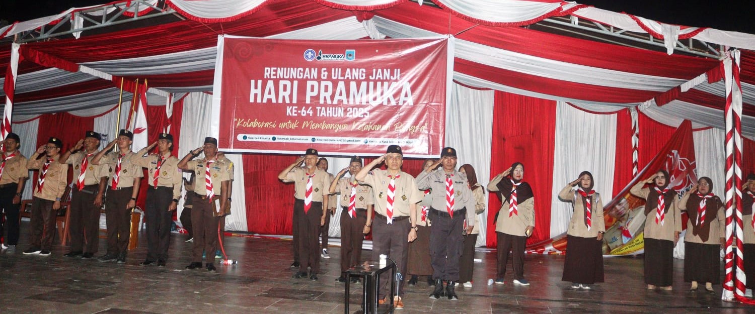 Kwarcab Gerakan Pramuka Kota Mataram melaksanakan upacara Ulang Janji Pramuka di Teras Udayana. Kukuhkan komitmen kebangsaan lewat ulang janji pramuka.