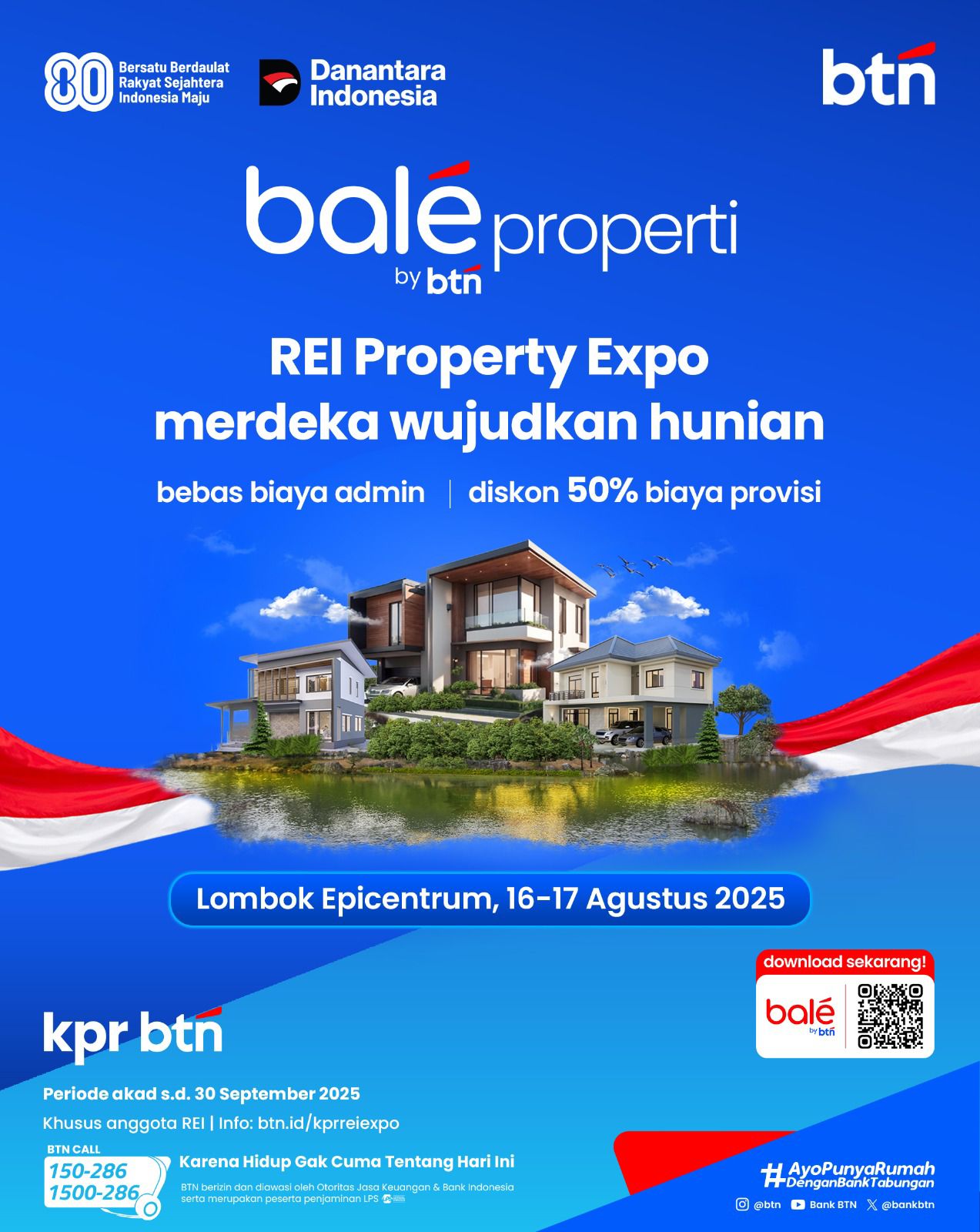 PT Bank Tabungan Negara (Persero) Tbk Kantor Cabang Mataram memperkuat komitmennya mendukung program sejuta rumah melalui keikutsertaan dalam REI NTB Property Expo 2025.