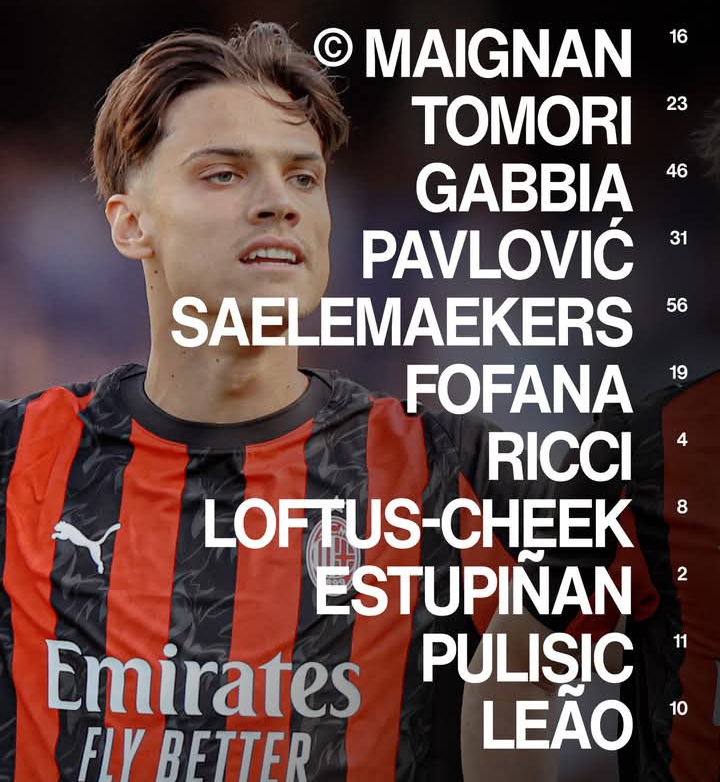 Daftar pemain inti AC Milan saat laga kontra Bari.