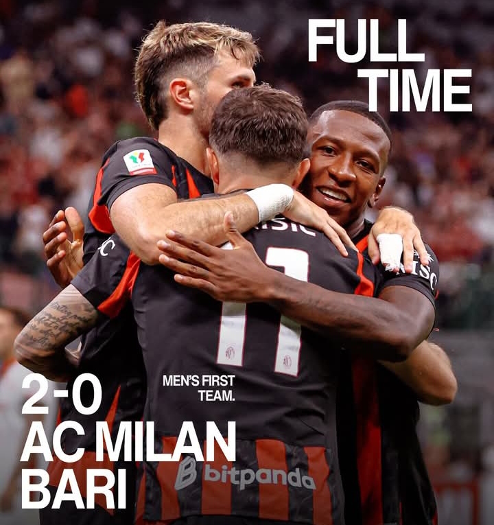 Skor akhir AC Milan vs Bari dalam pembukaan Coppa Italia.