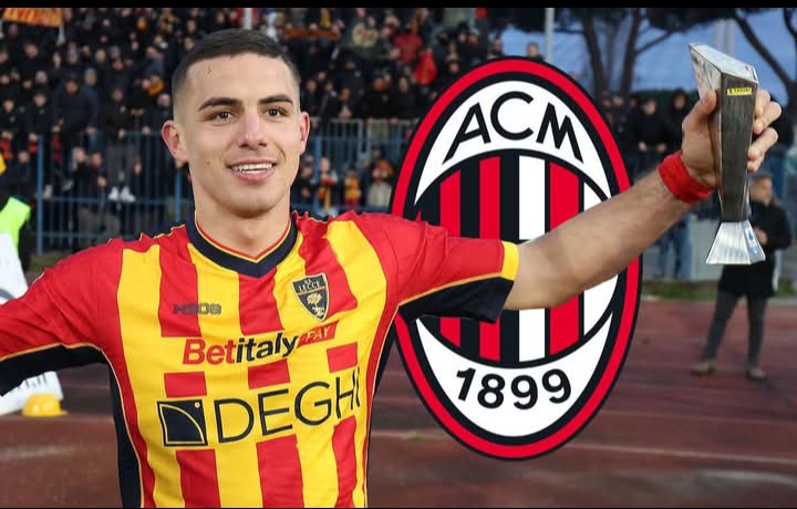 Nikola Krstovic, striker Lecce yang diminati AC Milan.