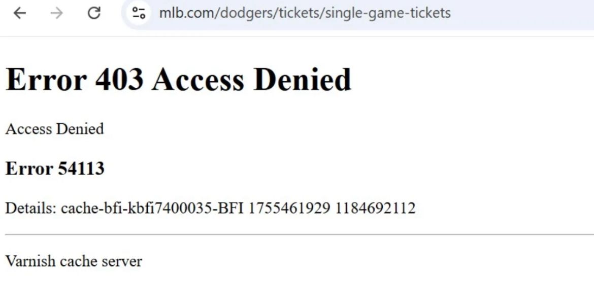 Situs pembelian tiket pertandingan tim MLB LA Dodgers yang sempat gangguan akibat lonjakan pengunjung