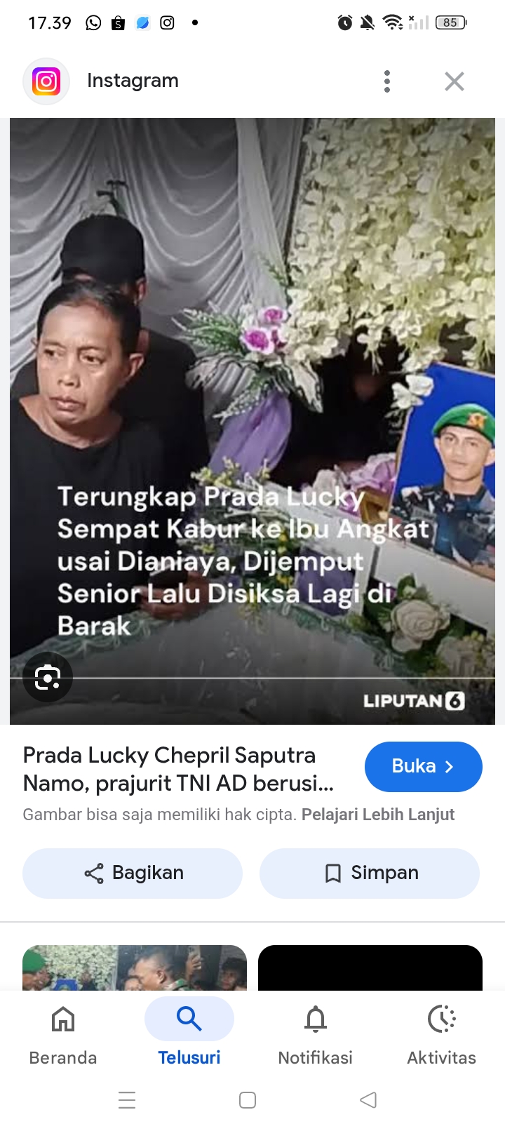 Pada Senin pagi (28/7), Prada Lucky datang kembali ke rumah Ibu Iren,  ibu angkatnya, namun dengan kondisi tubuh penuh luka.