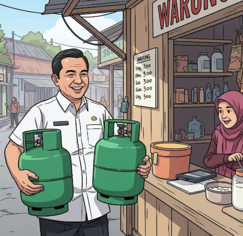 Ilustrasi pembelian gas melon di warung