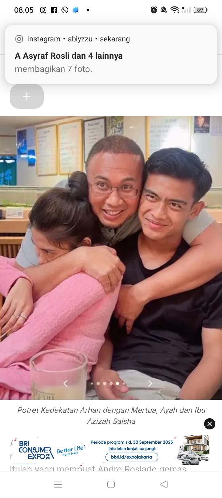 Momen kebersamaan Arhan dengan sang mertua kini tinggal kenangan.