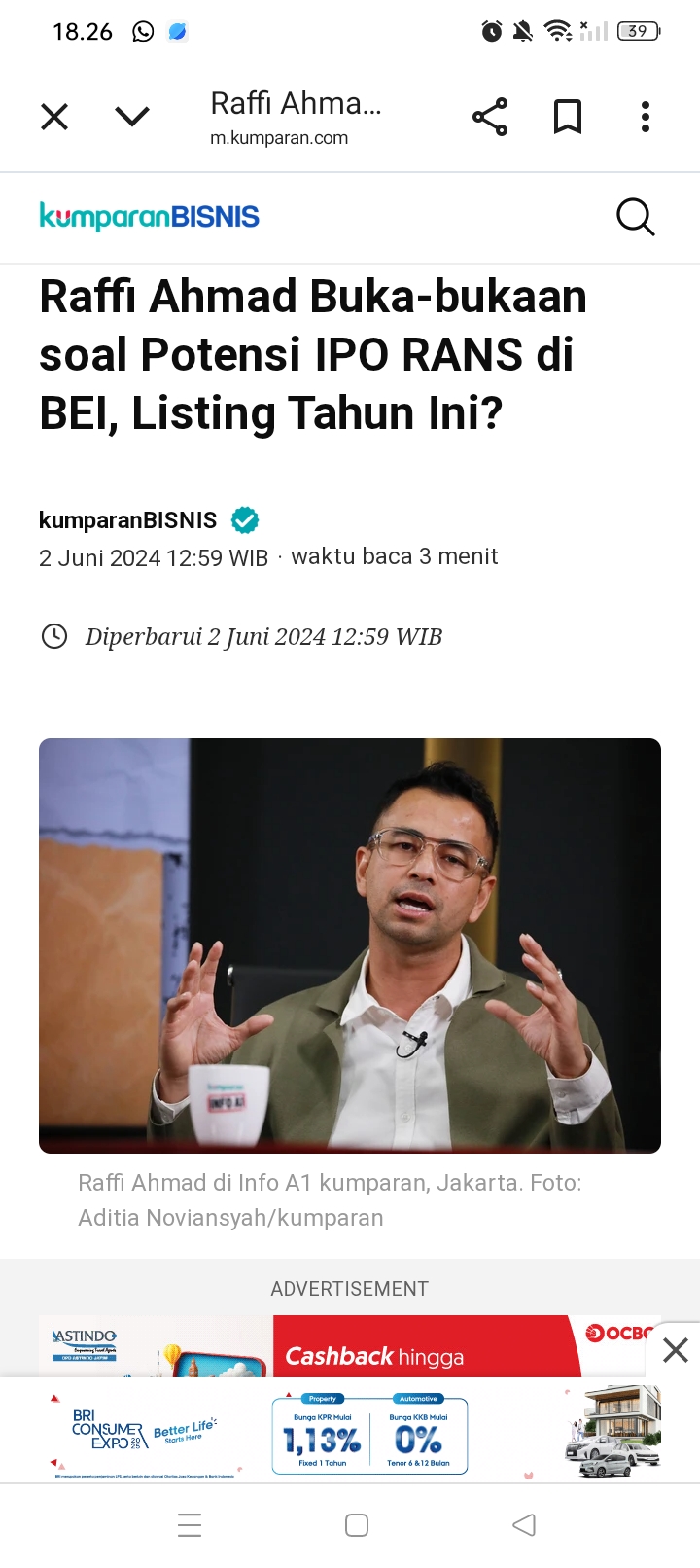 Raffi Ahmad turut mengomentari kematian driver ojol  Affan Kurniawan yang dilindas mobil rantis Brimob.