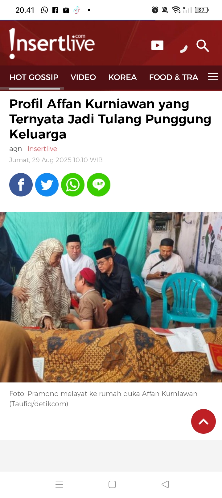 Affan Kurniawan, seorang pengemudi ojek online (ojol) yang tewas dilindas mobil taktis (rantis) Brimob di Pejompongan,
