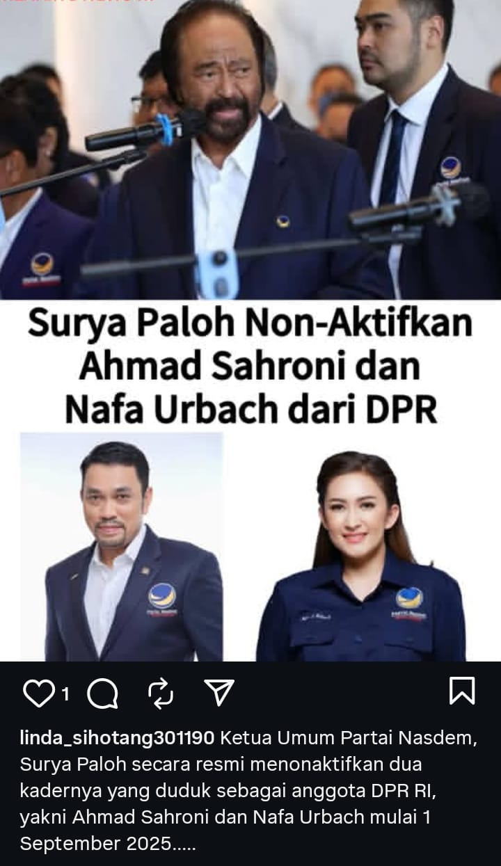 Karier politik politisi Ahmad Sahroni akhirnya runtuh, setelah rumahnya dibakar dan dijarah, kursi dewan pun terampas.