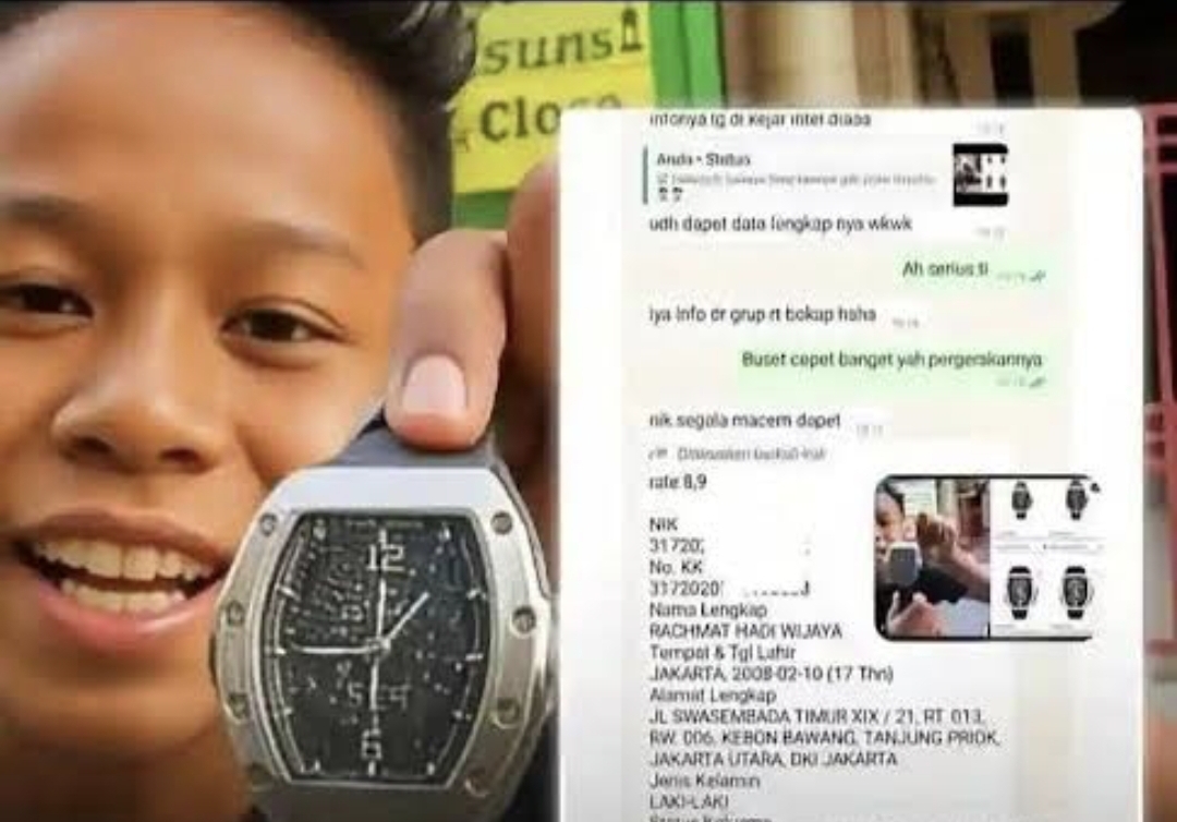 seorang remaja yang ikut menjarah malah memamerkan jam Richard Mille Ahmad Sahroni di media sosial. (istimewa)