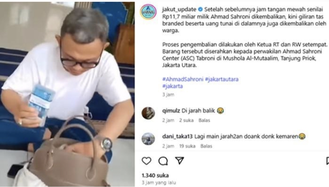 Selain uang tunai Rp5 juta, ditemukan juga sebuah dompet berwarna biru tua yang berisi sejumlah kartu penting milik keluarga Ahmad Sahroni. (istimewa)