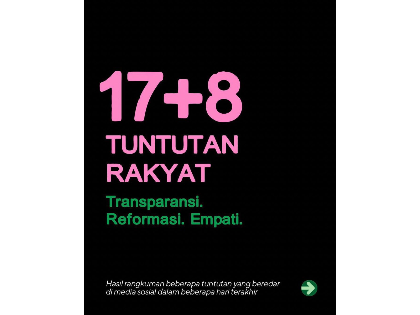 Viral 17+8 Tuntutan Rakyat yang viral di berbagai platform media sosial