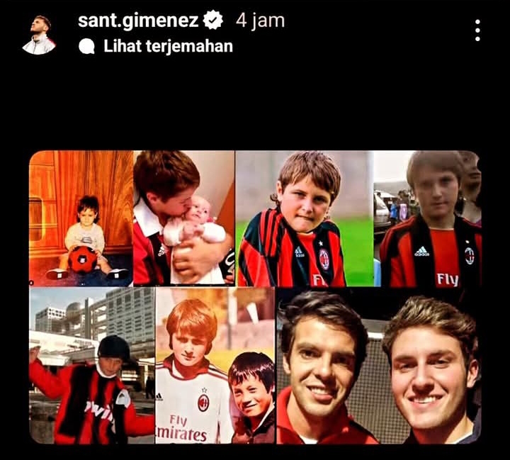 Story IG Santiago Gimenez yang menunjukkan di fans AC Milan sejak lama.