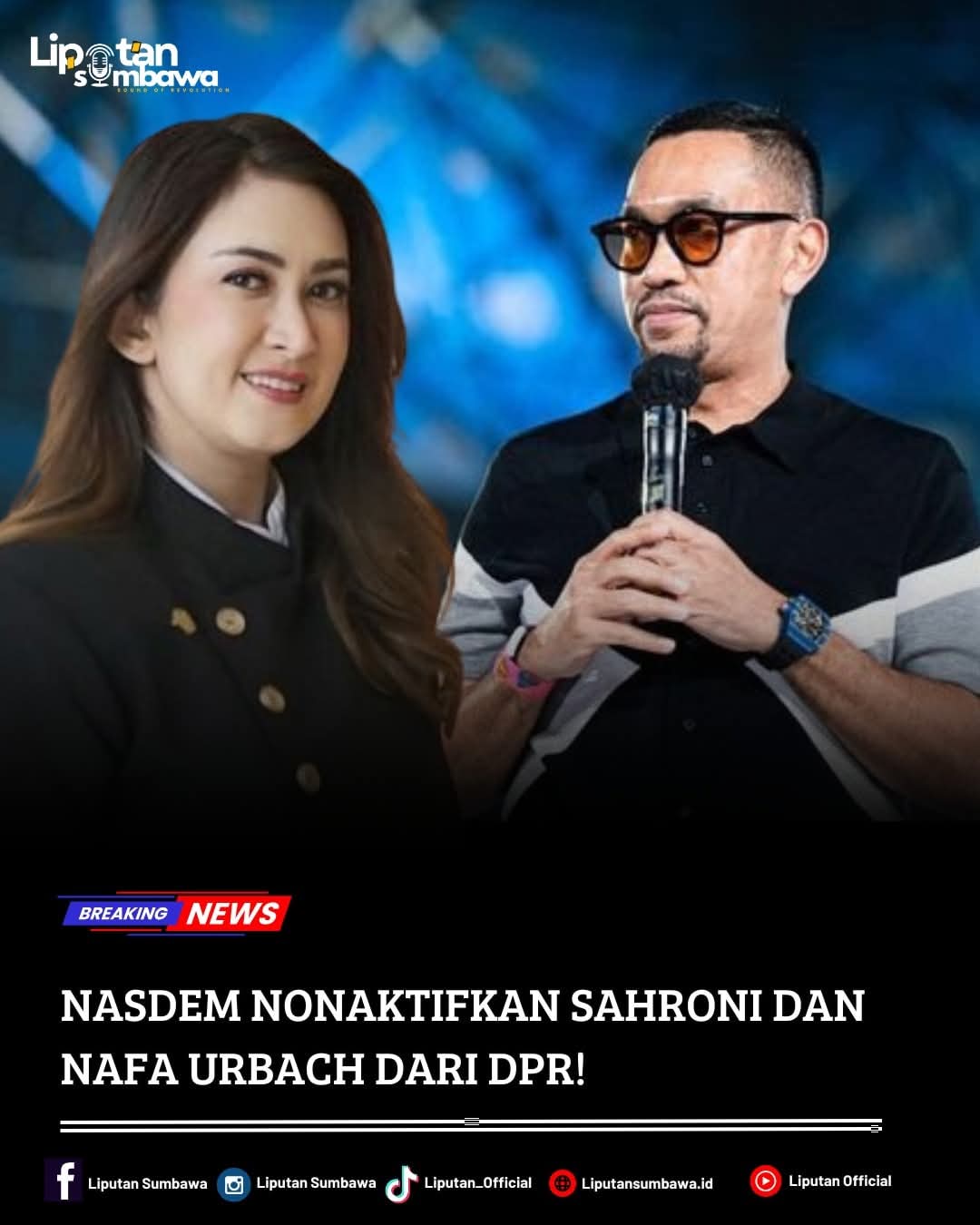 Lima anggota DPR RI periode 2024&ndash;2029 Ahmad Sahroni, Nafa Urbach, Eko Patrio, Uya Kuya, dan Adies Kadir, resmi tidak dapat menikmati gaji dan fasilitas Anggota DPR RI lagi.