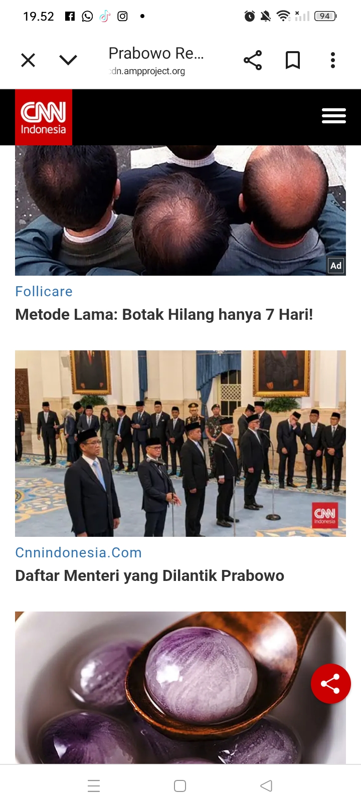 Presiden Prabowo Subianto lakukan reshuffle kabinet menteri Senin (8/9).