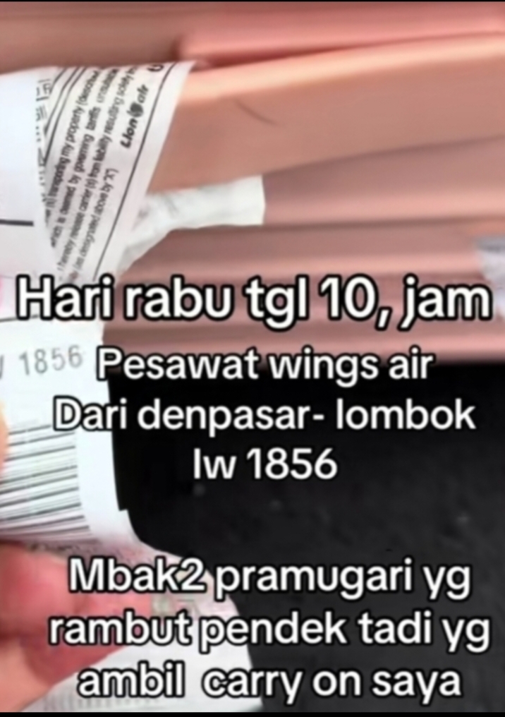 tangkapan layar TikTok akun @mrshelenhitam yang mengaku kehilangan emas dan ribuan uang dollar di bagasi pesawat rute Denpasar-Lombok