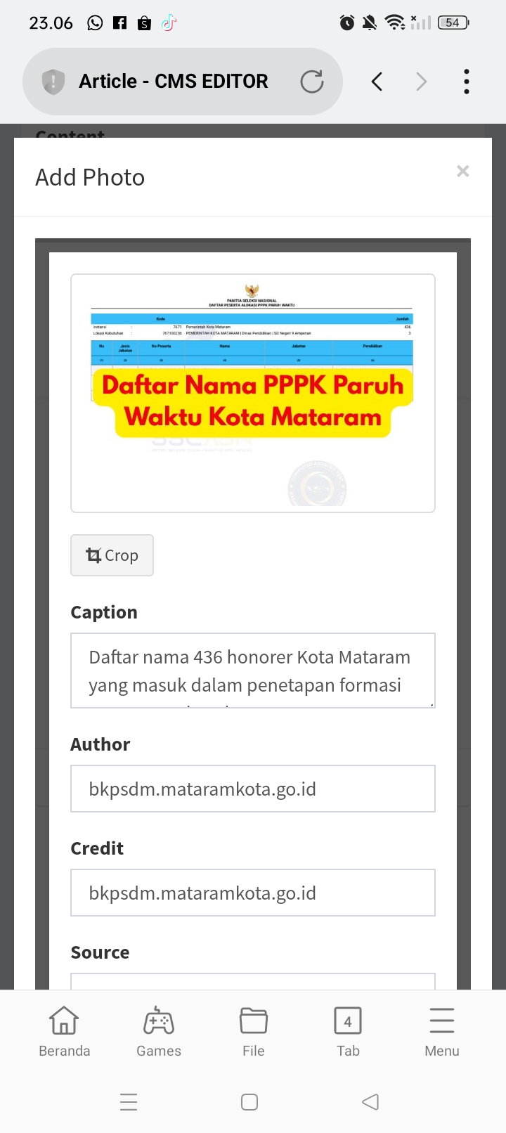Daftar nama 3.078 honorer Kota Mataram yang masuk dalam penetapan formasi PPPK paruuh waktu