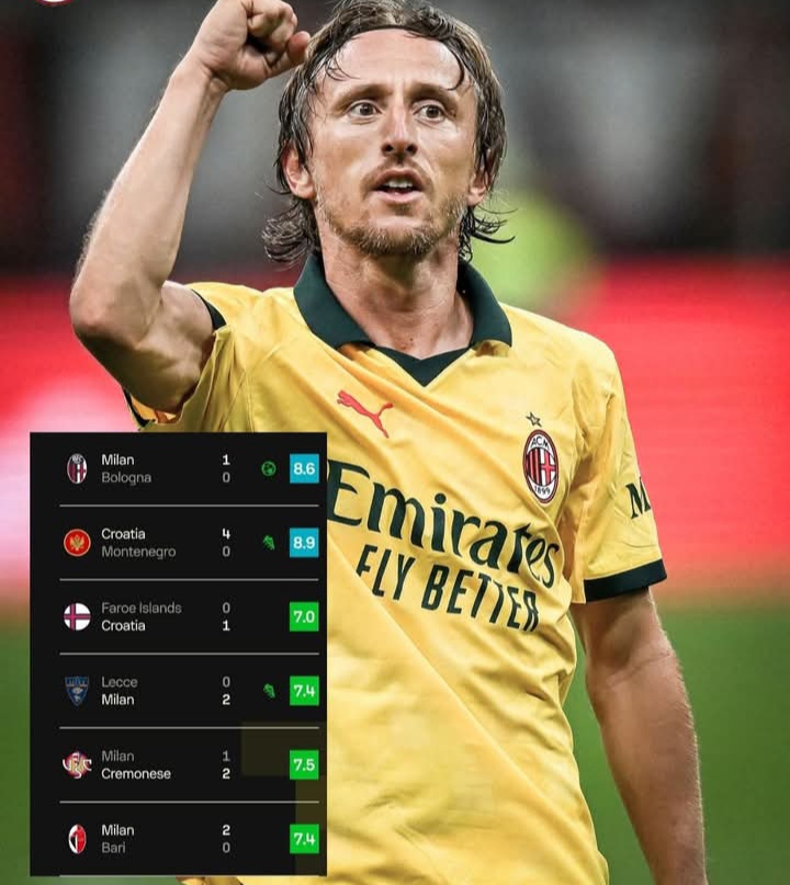 Luka Modric, pemain AC Milan dan statistik keren rangkuman poin penampilannya.