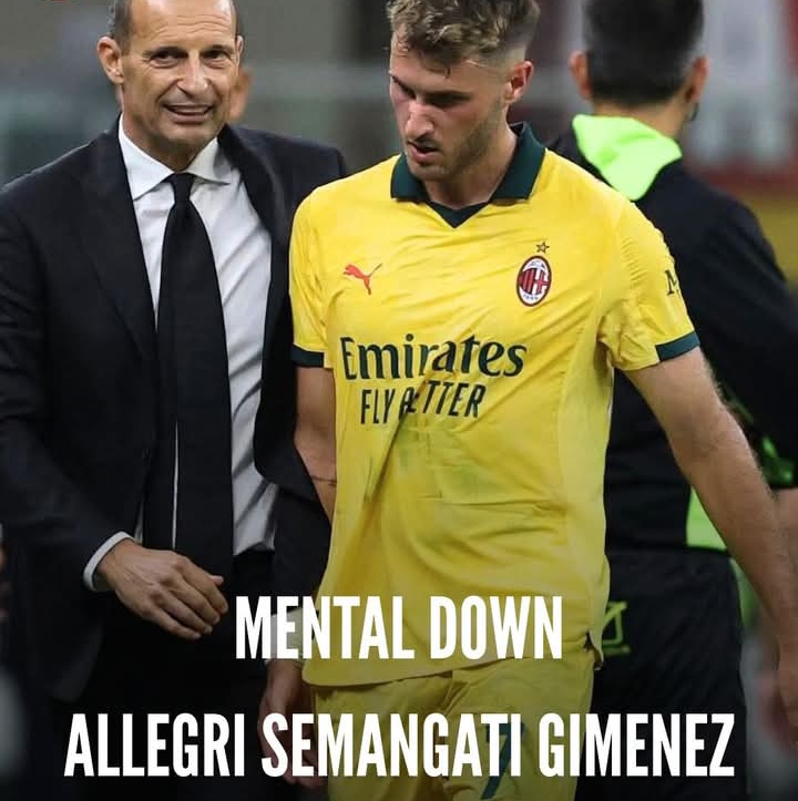 Pelatih AC Milan Massimiliano Allegri dan Sang striker Santiago Gimenez.
