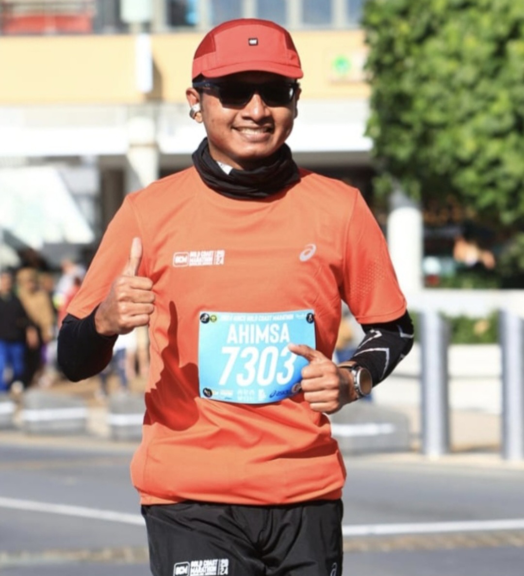 dr Aulia Ahimsa Martawiguna, M.Biomed., Sp.B., FinaCS saat mengikuti full marathon di Gold Coast, Queensland, Australia, pada Juni 2024.