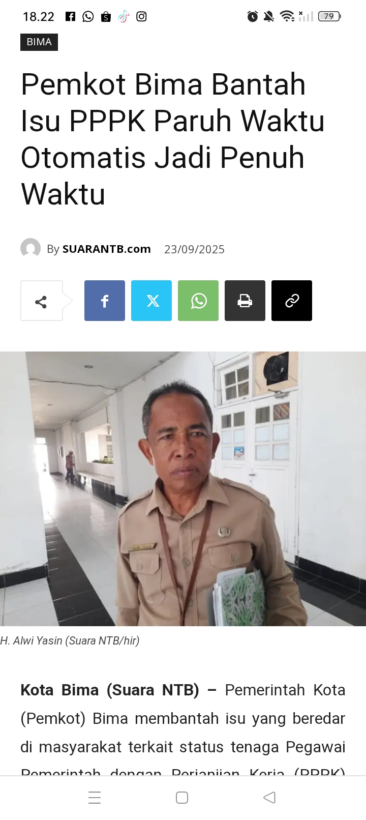 Plt BKPSDM Kota Bima, Alwi Yasin, menjelaskan, berdasarkan Peraturan Men-PAN RB Nomor 16 tahun 2025, jumlah gaji PPPK Paruh Waktu ditetapkan.
