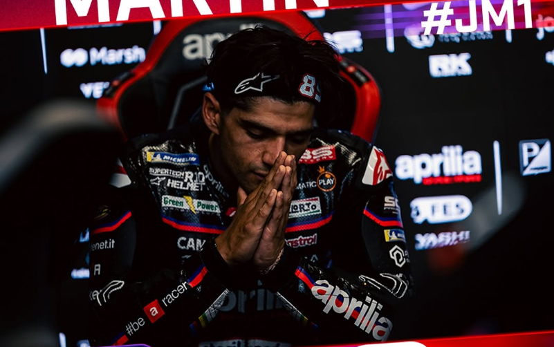 Jorge Martin cedera tulang selangka usai crash di Sprint MotoGP Jepang 2025. Martin dipastikan absen di balapan utama yang digelar Minggu (28/9).