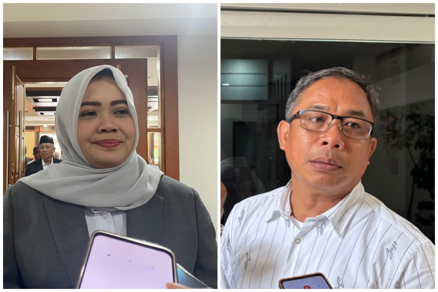 Wagub NTB Indah Dhamayanti Putri (kiri) dan anggota Komisi III DPRD NTB Muhammad Aminurlah (kanan).
