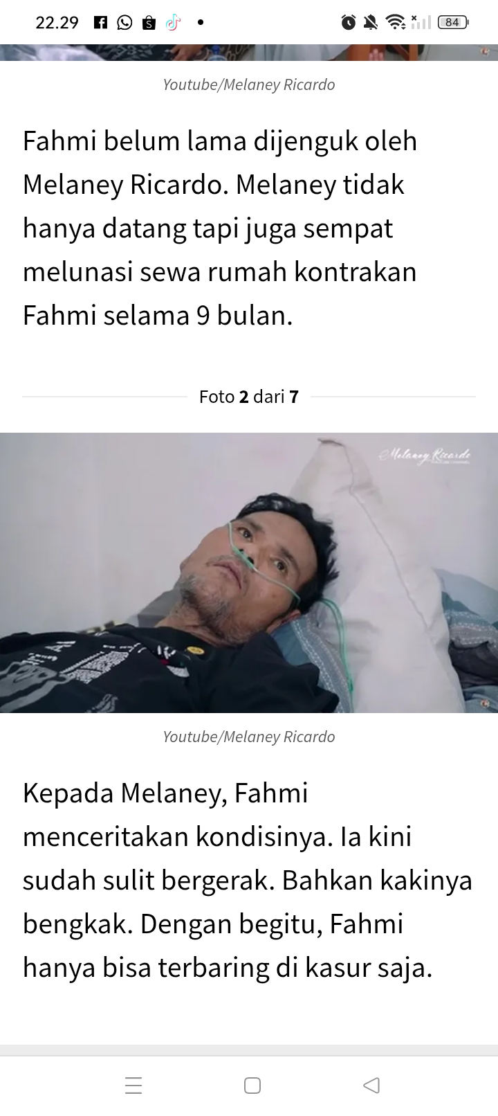 Tangis Fahmi Bo pecah saat Melaney Ricardo bertanya apakah ada kawan artis yang menjenguk ke kontrakan.