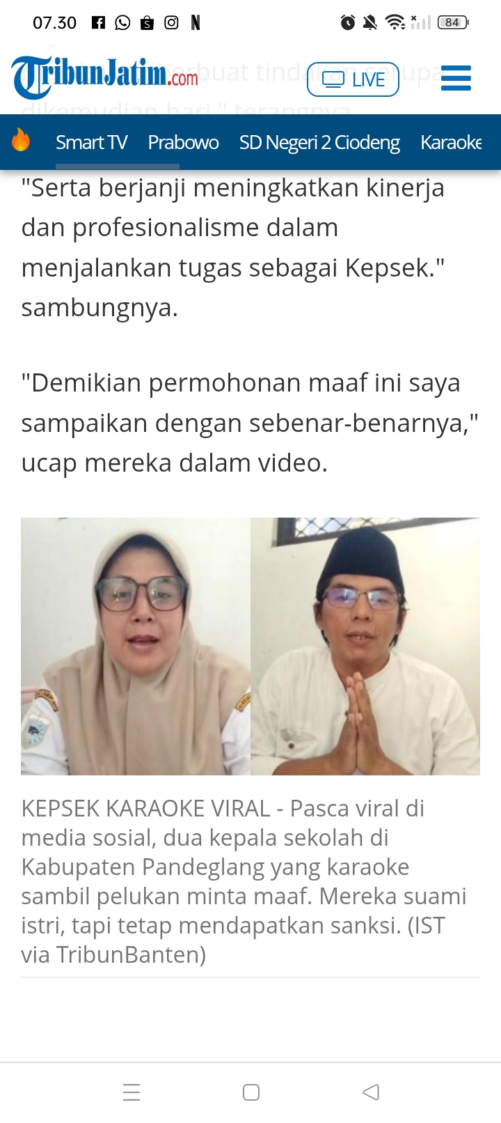 Dalam sebuah video permintaan maaf, Oknum kepala sekolah dan guru yang berkaraoke menyampaikan penyesalan.