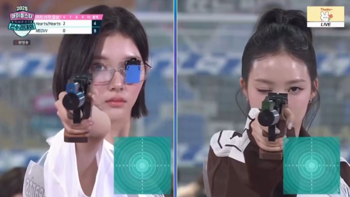 Momen saat MEOVV memenangkan medali emas dan mendapatkan julukan ratu menembak di ISAC 2025 Chuseok Spesial.