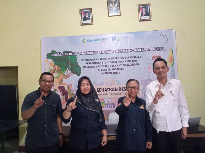 PERANGI STUNTING: Kolaborasi antara Poltekkes Kemenkes Mataram, Pemerintah Desa Pringgasela, puskesmas, dan kader kesehatan bertujuan mencegah stunting dan melatih hidup bersih masyarakat setempat.