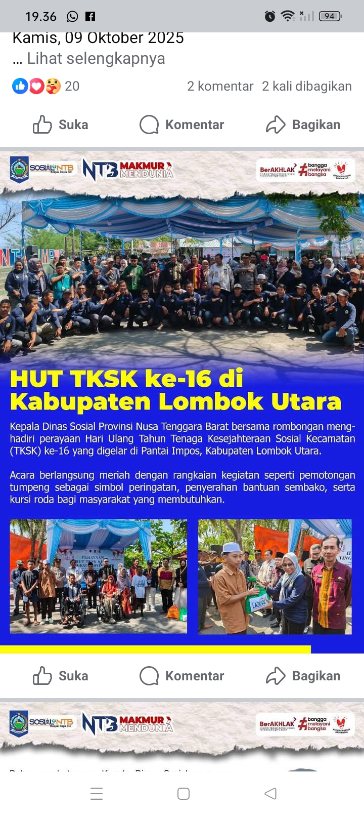 Kepala Dinas Sosial Dra. Nunung Triningsih, MM., menyampaikan apresiasi tinggi kepada seluruh TKSK atas dedikasi dan peran penting mereka dalam membantu pemerintah menangani permasalahan sosial.