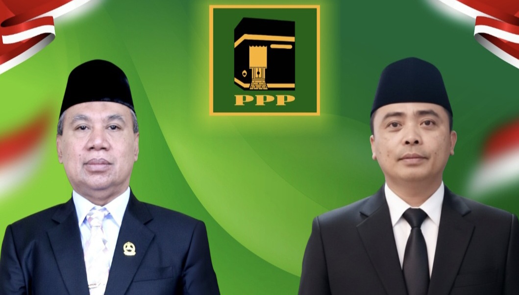 H Muzihir (kiri) dan Mohammad Akri (kanan) menunjukan persaingan sebagai calon ketua DPW PPP NTB periode 2025-2030 dalam Muswil mendatang.