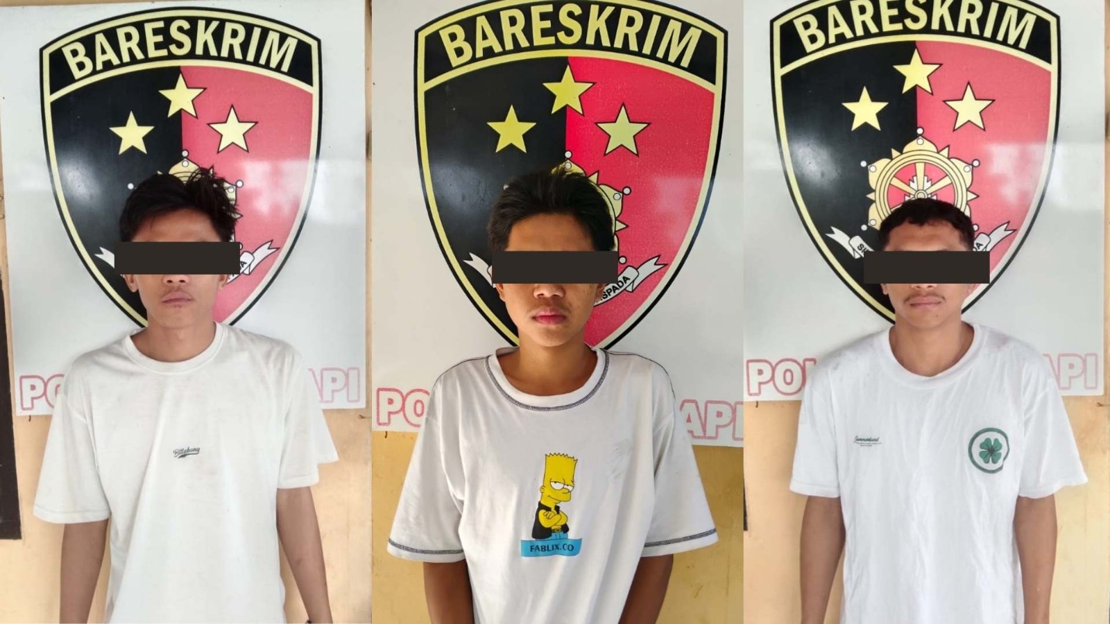 DIRINGKUS: Tiga pelaku aksi pencurian di Bagik Polak Barat diamankan Satreskrim Polres Lombok Barat.