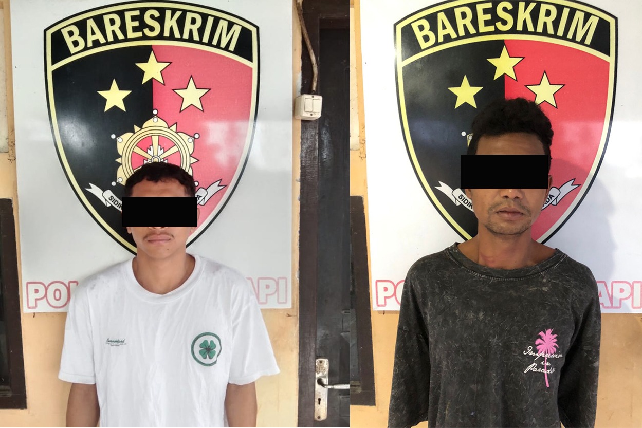 PENCURI KABEL: Dua pencuri kabel dari tower Indosat di Labuapi diringkus polisi.